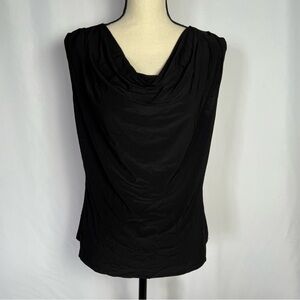 Passports Black Sleeveless Cowl Neck Stretchy Blouse Womens L Made In USA